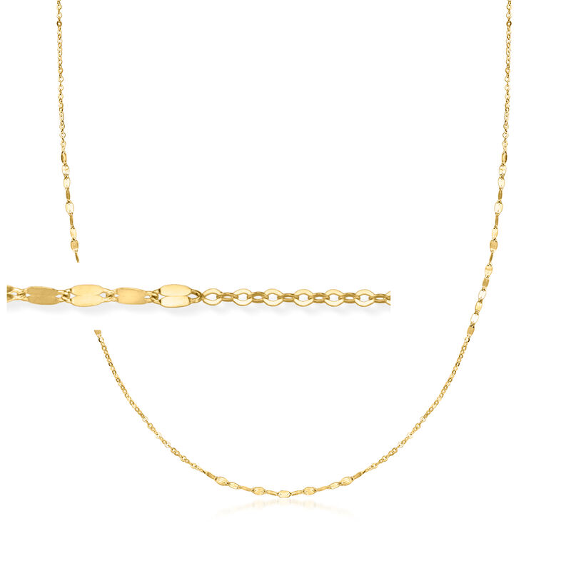 Italian 10kt Yellow Gold Alternating Cable and Lumachina-Chain Necklace image number 0
