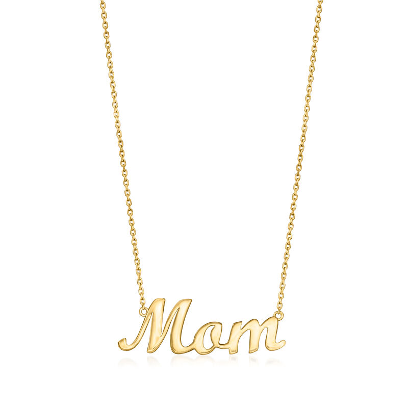 14kt Yellow Gold &quot;Mom&quot; Necklace. 16&quot; image number 1