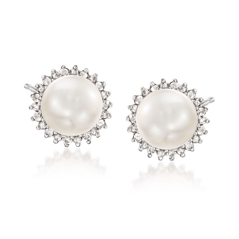 7-7.5mm Multicolored Cultured Pearl and .39 ct. t.w. Diamond Jewelry Set: Three Pairs of Earrings in Sterling Silver image number 4