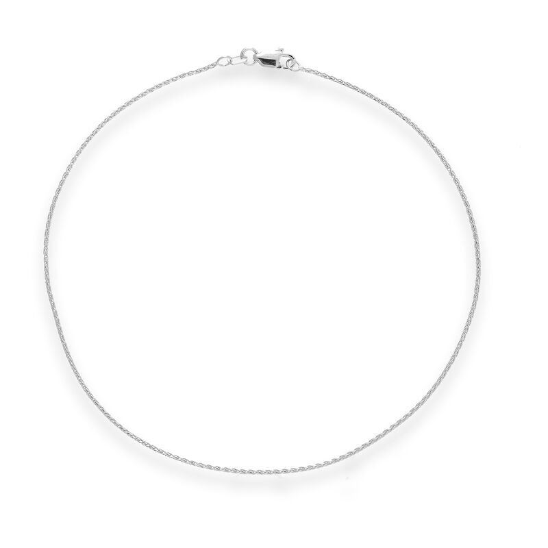 14kt White Gold Wheat Chain Anklet image number 0