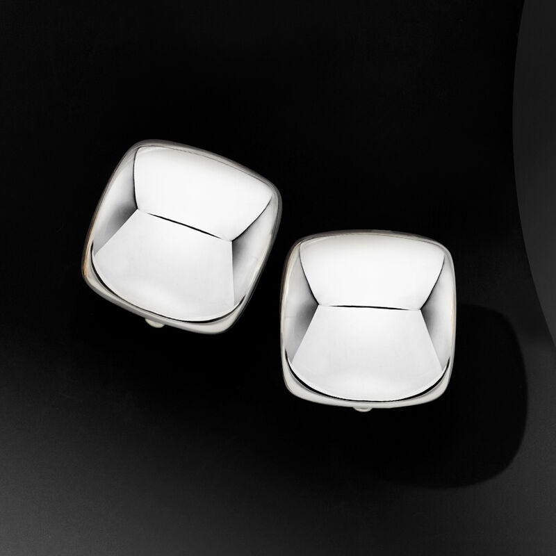 Sterling Silver Square Clip-On Earrings image number 3