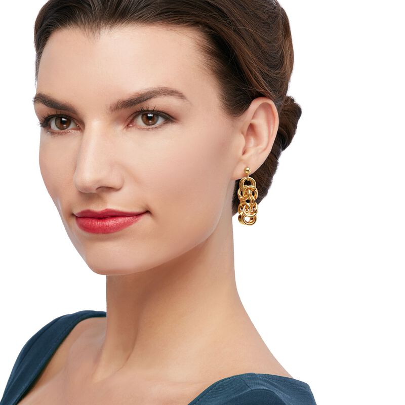 Italian Andiamo 14kt Yellow Gold Byzantine-Link Drop Earrings image number 1