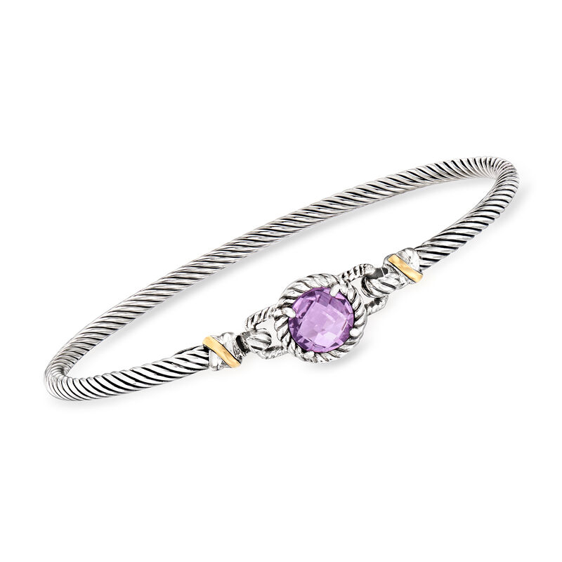 Phillip Gavriel &quot;Italian Cable&quot; 2.00 Carat Amethyst Bracelet in Sterling Silver with 18kt Yellow Gold. 7.5&quot; image number 0
