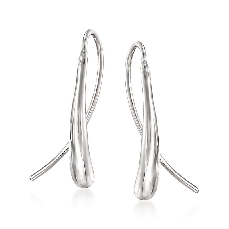 14kt White Gold Oblong Teardrop Earrings image number 0