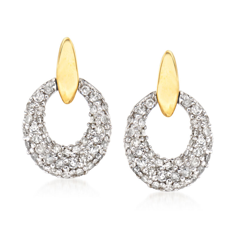 .40 ct. t.w. Diamond Doorknocker Earrings in 14kt Two-Tone Gold image number 0