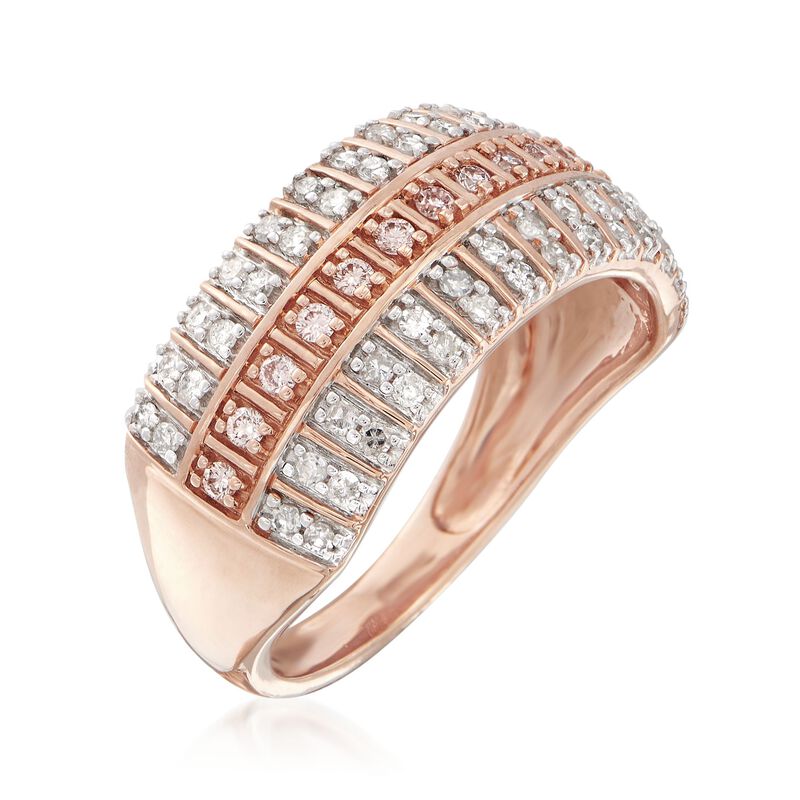 .50 ct. t.w. Pink and White Diamond Three-Row Ring in 14kt Rose Gold image number 2