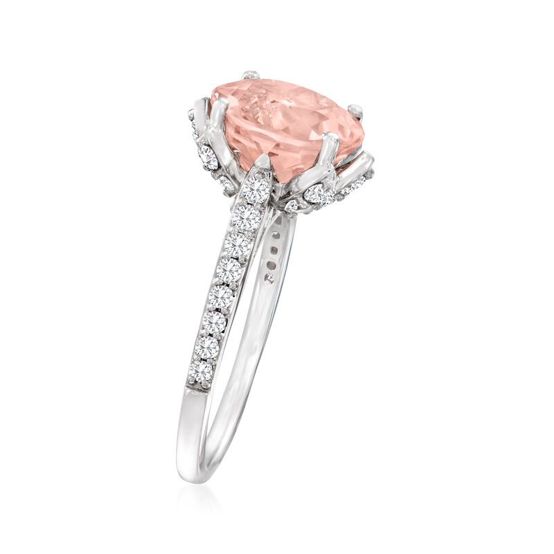 3.60 Carat Morganite Ring with .68 ct. t.w. Diamonds in 18kt White Gold image number 2