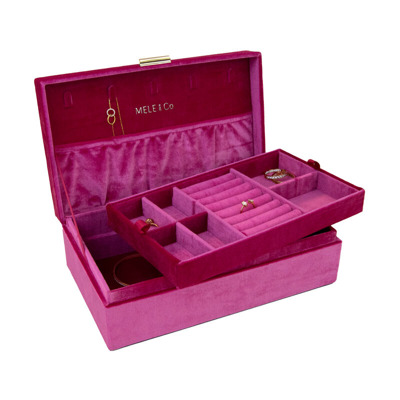 Mele & Co. "Jewel Magenta" Pink Velvet Jewelry Box image number 0