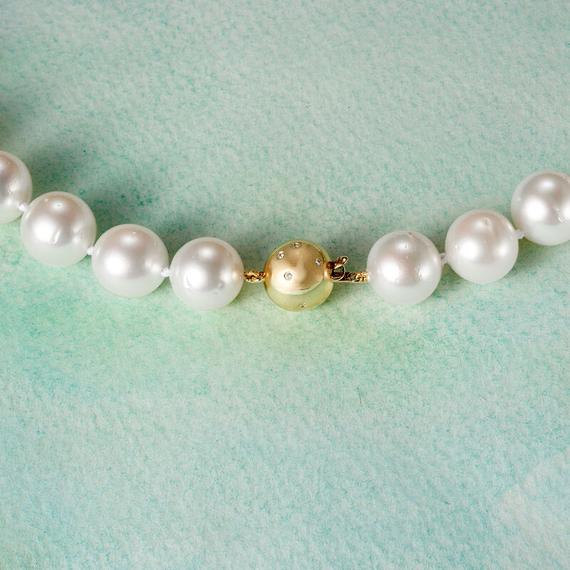 12-15mm Cultured South Sea Pearl Necklace with 14kt Yellow Gold image number 7