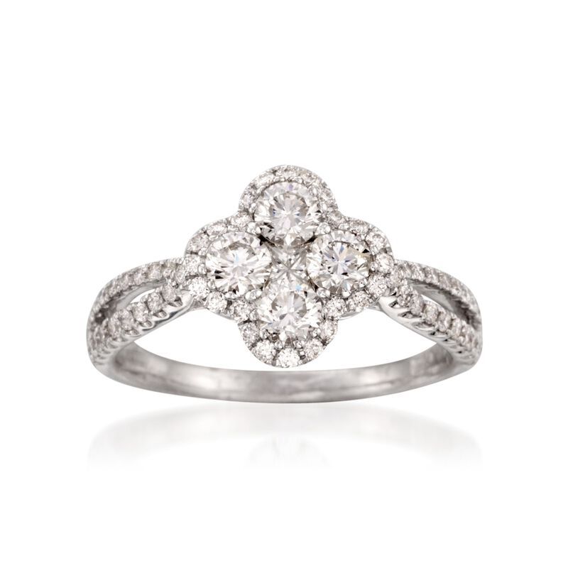 Gregg Ruth 1.00 ct. t.w. Diamond Flower Ring in 18kt White Gold image number 0
