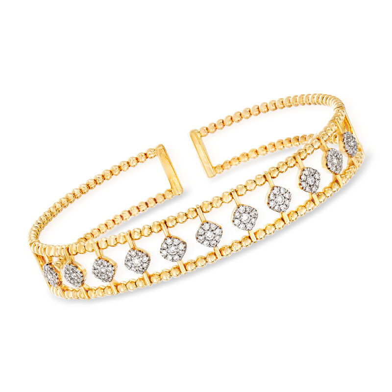 Gabriel Designs .71 ct. t.w. Diamond Cluster Center Row Cuff Bracelet in 14kt Yellow Gold image number 0