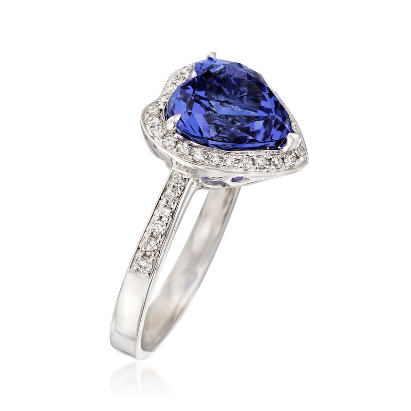 3.50 Carat Tanzanite and .23 ct. t.w. Diamond Heart Ring in 14kt White Gold image number 2