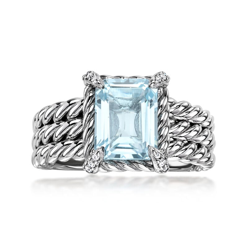 3.00 Carat Sky Blue Topaz Ring with White Topaz in Sterling Silver image number 0