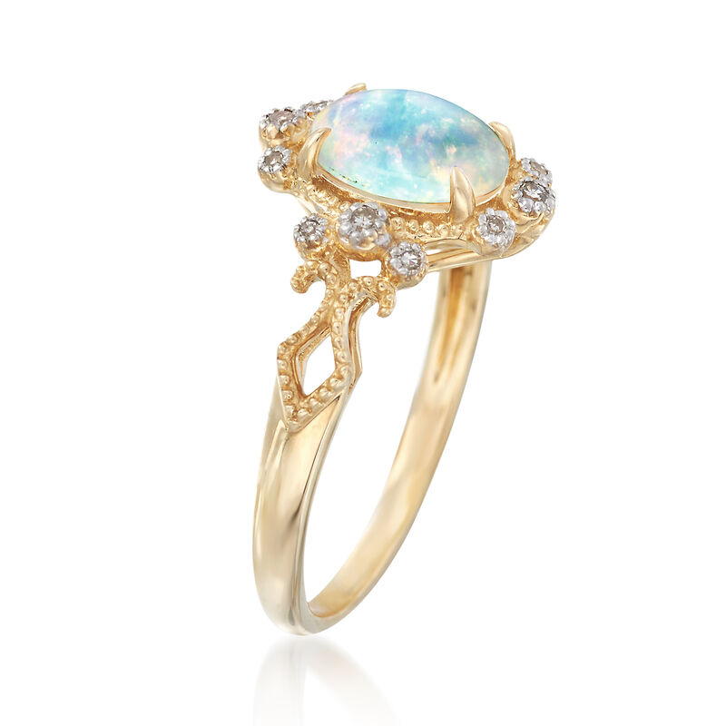 Ethiopian Opal and Diamond Ring in 14kt Yellow Gold image number 2