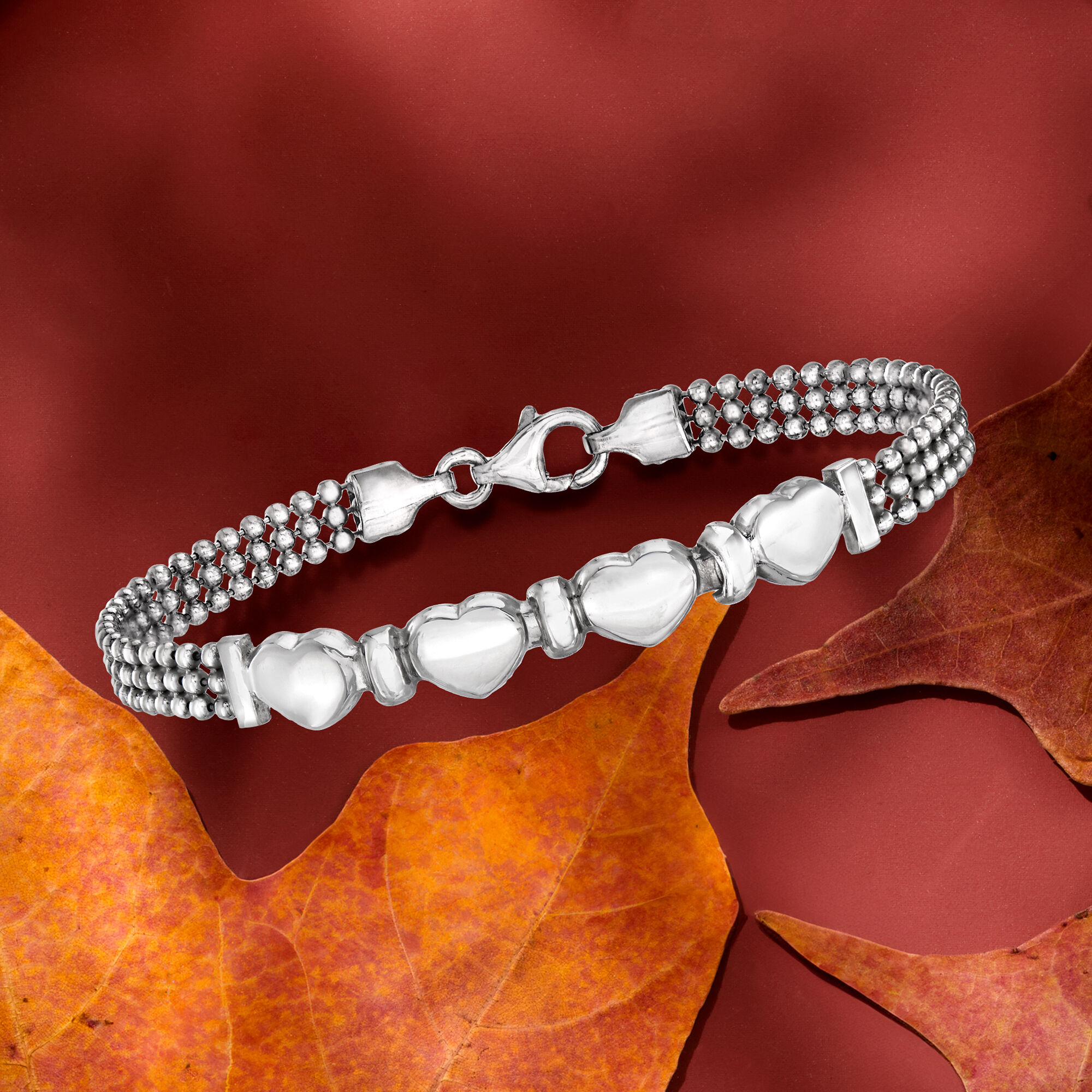 Sterling silver heart beads best sale
