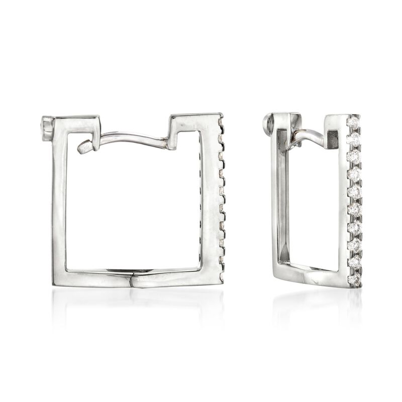 Roberto Coin .19 ct. t.w. Diamond Square Hoop Earrings in 18kt White Gold image number 0