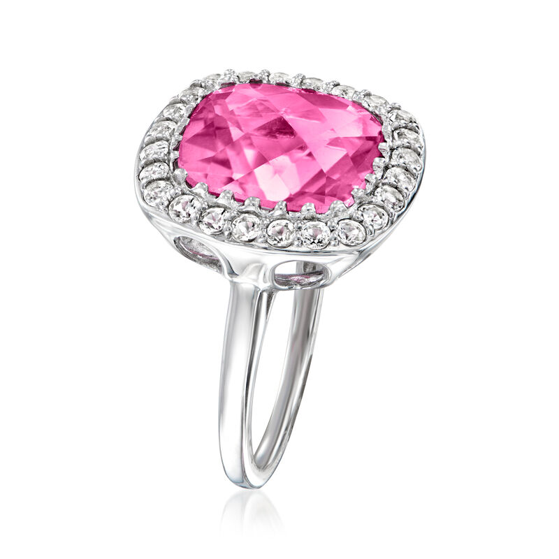 9.00 Carat Pink Topaz and .90 ct. t.w. White Topaz Ring in Sterling Silver image number 2