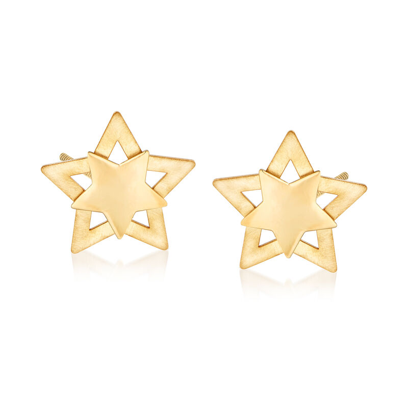 Italian 14kt Yellow Gold Star Stud Earrings image number 0