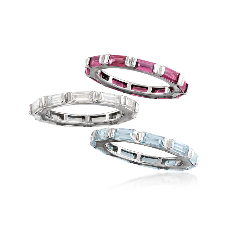 7.50 ct. t.w. Multi-Gemstone Jewelry Set: Three Rings in Sterling Silver image number 3