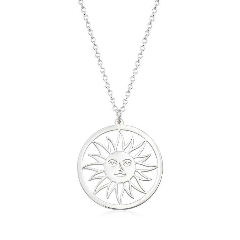 Sterling Silver Sun Pendant Necklace image number 0