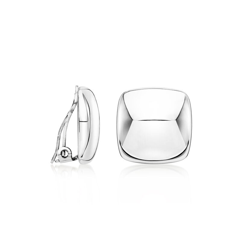 Sterling Silver Square Clip-On Earrings image number 2