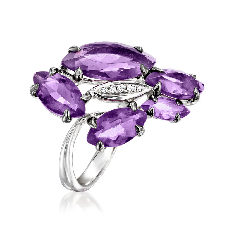 C. 1990 Vintage Talento Italiano 5.06 ct. t.w. Amethyst Ring with Diamonds in 18kt White Gold. Size 7 image number 2