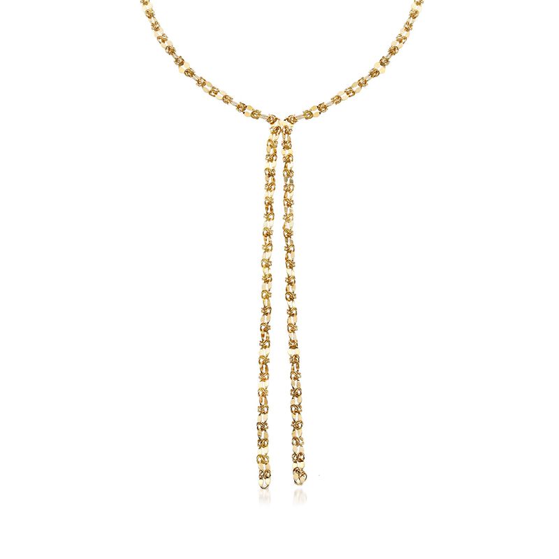 Italian 18kt Yellow Gold Over Sterling Silver Mixed Link Lariat-Style Necklace image number 0