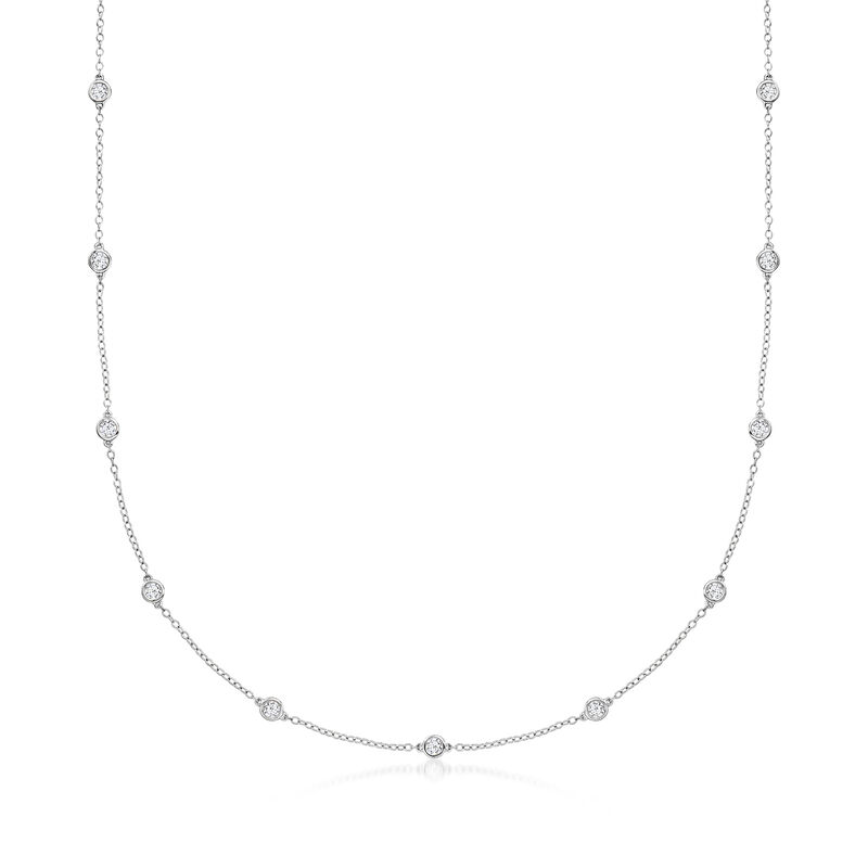 1.00 ct. t.w. Bezel-Set Lab-Grown Diamond Station Necklace in 14kt White Gold image number 0
