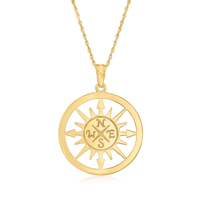 14kt Yellow Gold Compass Pendant Necklace image number 2