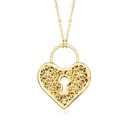 Italian 10kt Yellow Gold Ricami Heart Locket Necklace