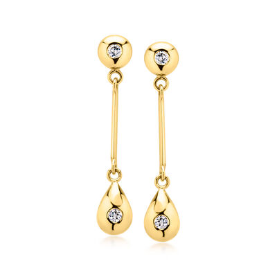 C. 1980 Vintage .16 ct. t.w. Diamond Drop Earrings in 18kt Yellow Gold