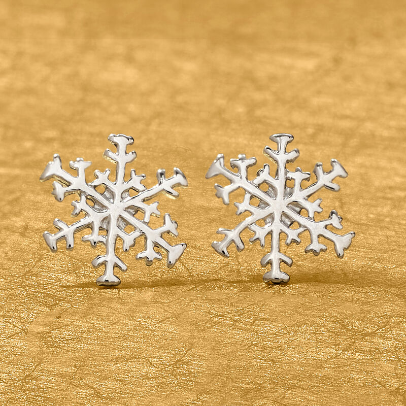 Sterling Silver Snowflake Earrings image number 3