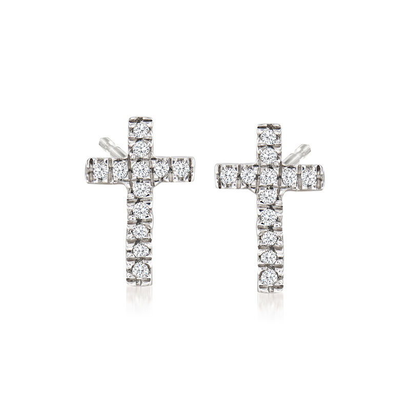 .10 ct. t.w. Diamond Cross Earrings in Sterling Silver image number 0