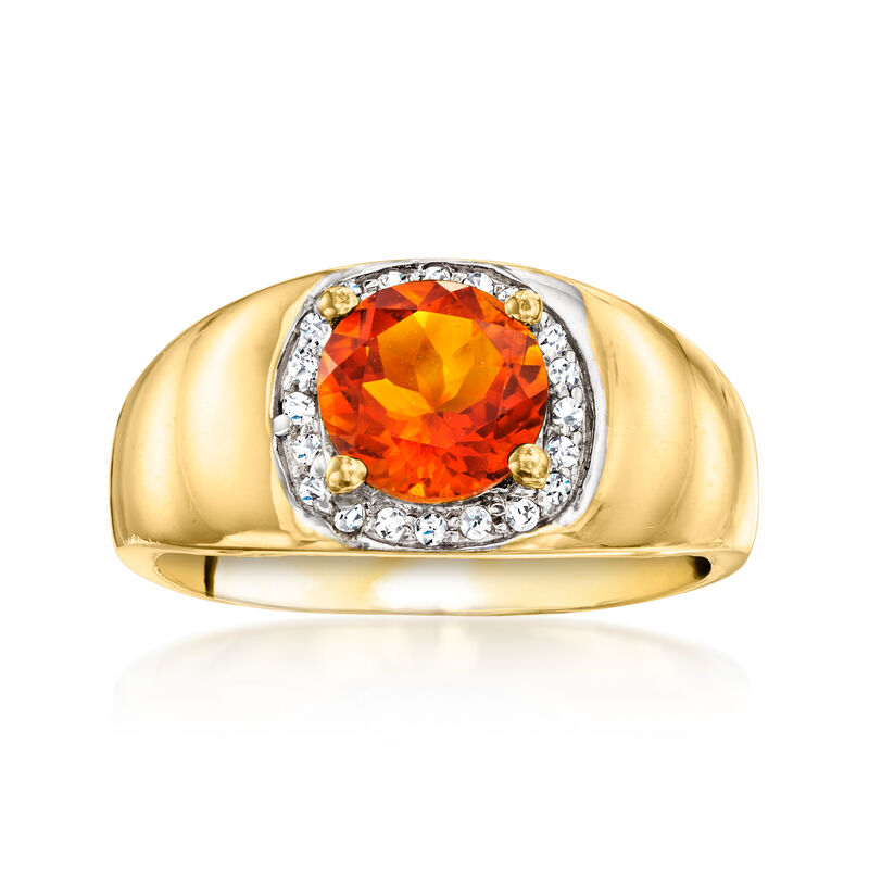 1.10 Carat Citrine Ring with .10 ct. t.w. White Topaz in 18kt Gold Over Sterling image number 0