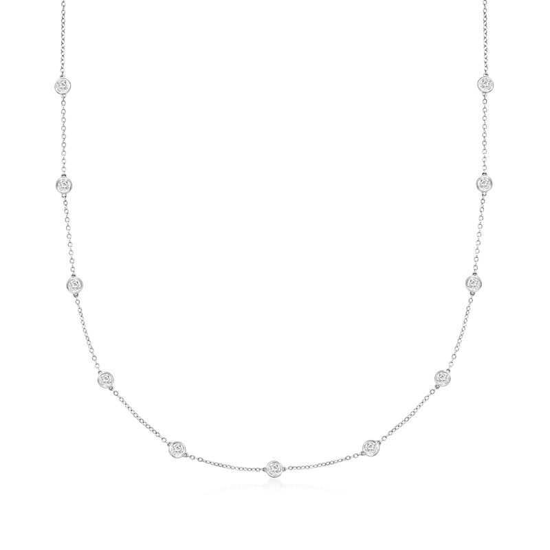 2.00 ct. t.w. Bezel-Set Lab-Grown Diamond Station Necklace in 14kt White Gold image number 0