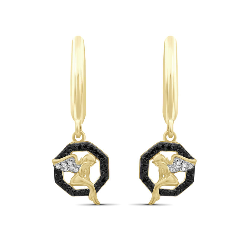 .12 ct. t.w. Black and White Diamond Angel Drop Earrings in 18kt Yellow Gold Over Sterling Silver. Leverback Earrings image number 0