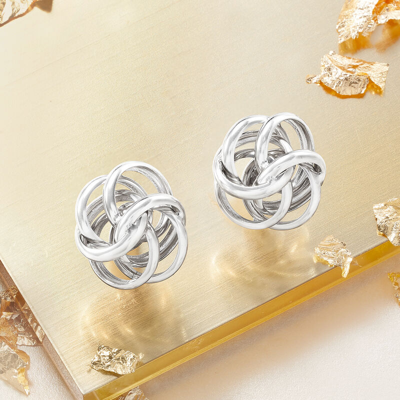 Italian Sterling Silver Love Knot Earrings image number 3