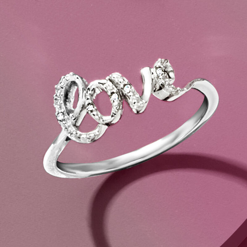 Diamond &quot;Love&quot; Ring in Sterling Silver image number 3