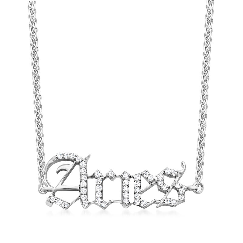 Diamond Zodiac Name Necklace in Sterling Silver image number 1