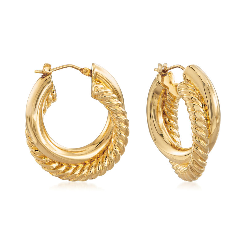 Italian Andiamo Crisscross Hoop Earrings image number 0