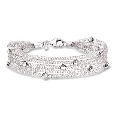 Italian Sterling Silver Multi-Strand Mesh Bracelet