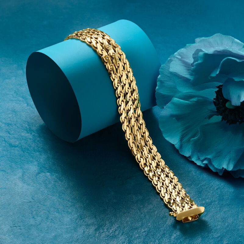 14kt Yellow Gold Three-Row Serpentine-Link Bracelet image number 3