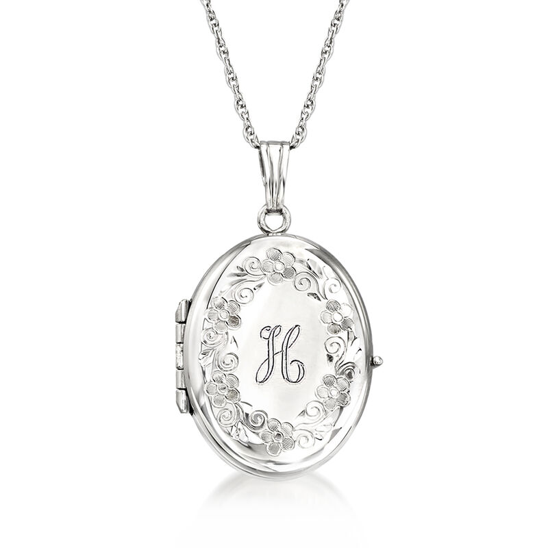 Sterling Silver Personalized Four-Photo Oval Locket Necklace image number 0