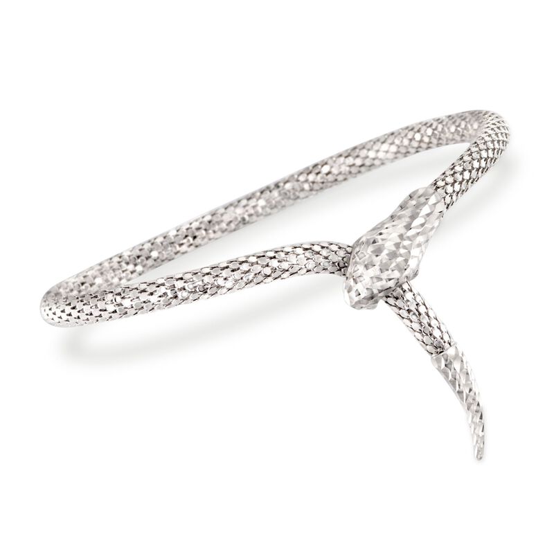Italian Sterling Silver Diamond-Cut Snake Bracelet. 7&quot; image number 0