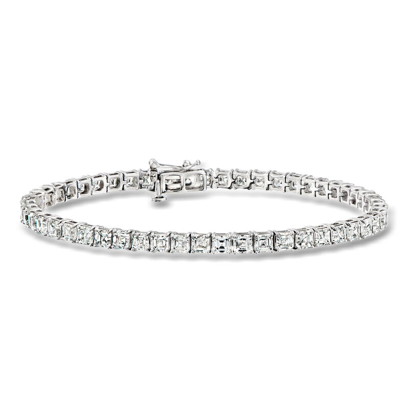 10.00 ct. t.w. Asscher-Cut Lab-Grown Diamond Tennis Bracelet in 14kt White Gold. 7" image number 0