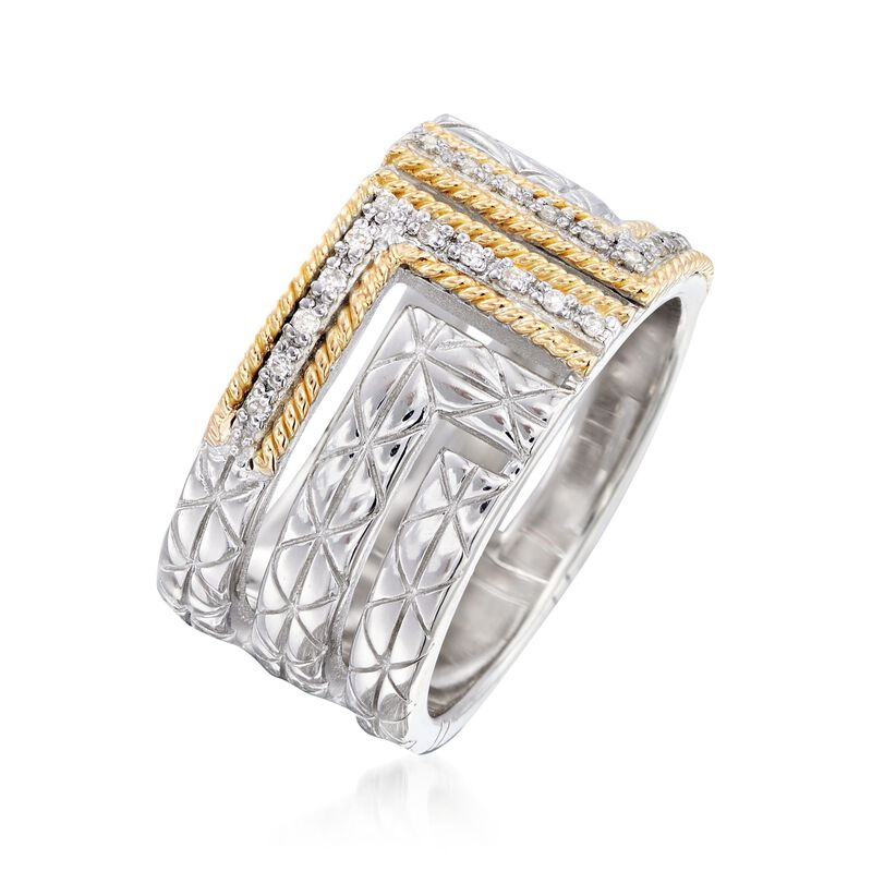 Andrea Candela &quot;Laberinto&quot; .11 ct. t.w. Diamond Ring in 18kt Yellow Gold and Sterling Silver. Size 7 image number 2