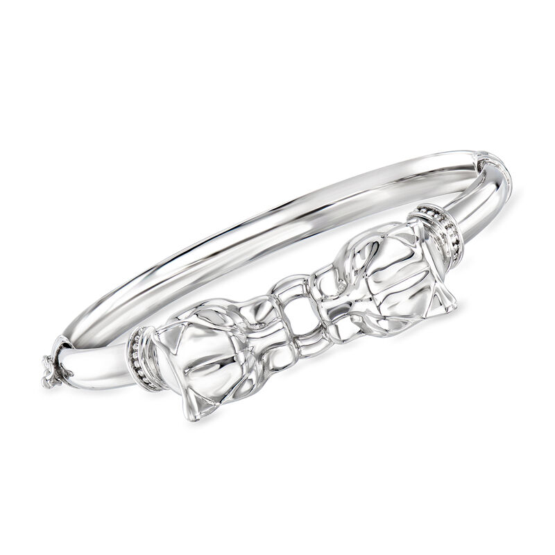 Sterling Silver Panther Bangle Bracelet. 7" image number 0