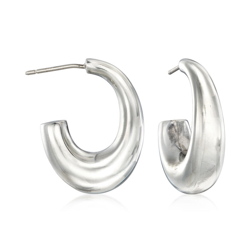 C. 1990 Vintage Tiffany Jewelry &quot;Elsa Peretti&quot; Sterling Silver J-Hoop Earrings image number 0