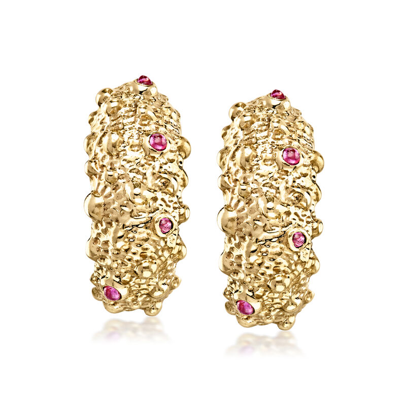 C. 1970 Vintage .30 ct. t.w. Ruby Curved Clip-On Earrings in 18kt Yellow Gold  image number 2