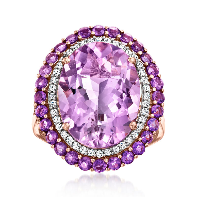10.10 ct. t.w. Amethyst and .22 ct. t.w. Diamond Ring in 14kt Rose Gold. Size 7 image number 0